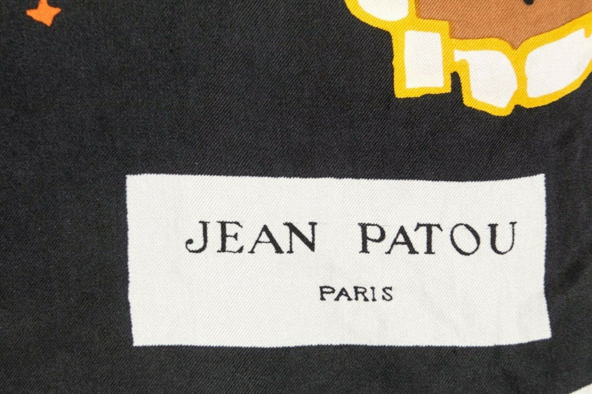 Foulard JEAN PATOU Authentique Vintage - Occasion Bon état - Soie 100% Motif Floral