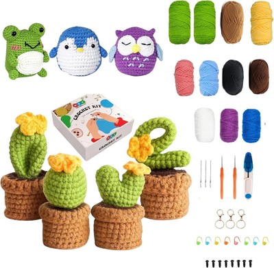 Crochet Kit for Beginners, Starter with Step-by-Step Multicolor 