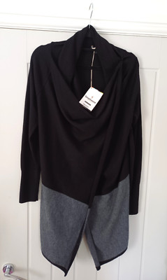 SMARTWOOL Gr. M Edgewood Wickelpullover weicher Strick schwarz grau 30% Wolle