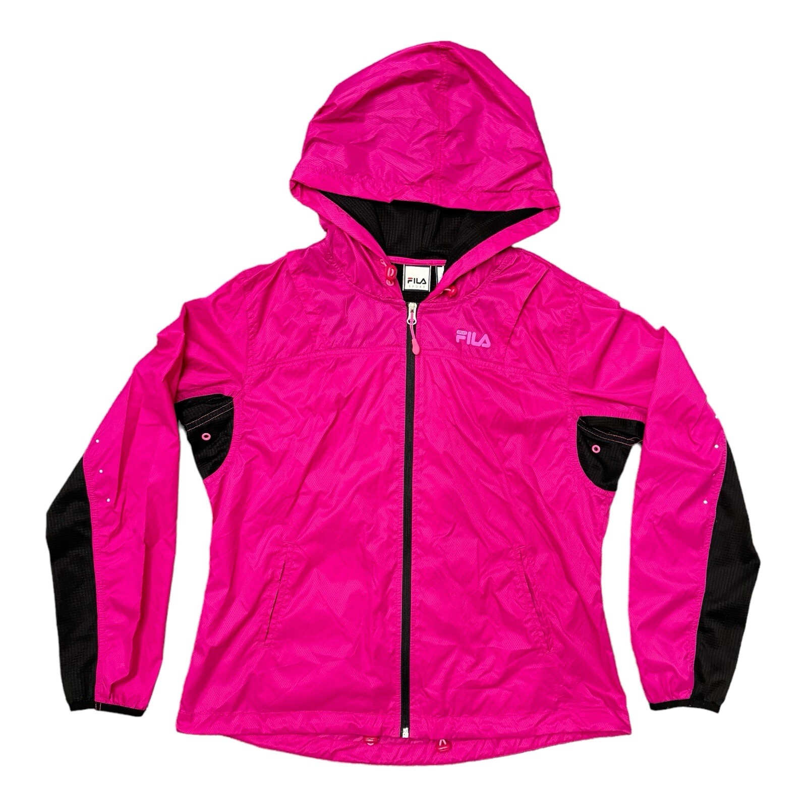 Giacca antivento Fila Sport con Cappuccio Donna Fucsia Media Nero Cerniera Piena