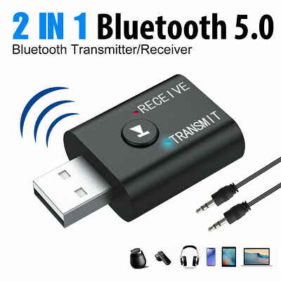 2in1 Bluetooth Transmitter Receiver USB Wireless Stereo Audio Adapter PC Car