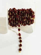 Garnet Oval Glass beads Rosary Chain, 3-7mm Bead Beaded Jewelry Making Bulk Roll