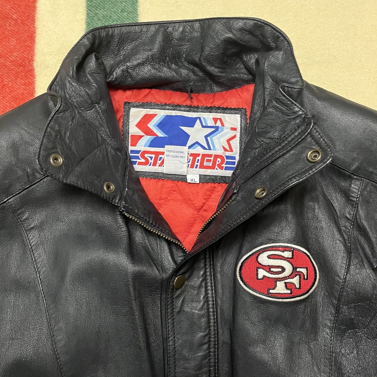 NFL サンフランシスコ 49ers レザージャケット SAN FRANCISCO 49ERS NINERS STARTER GENUINE LEATHER JACKET
