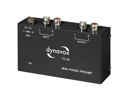 Dynavox TC-20 Phono Pre-amplifier Black MM External Power Supply Metal Housing