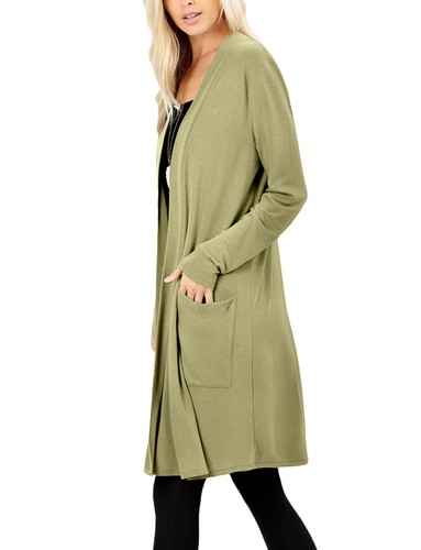 NE PEOPLE Damen Basic Langarm vorne offen lässig Taschen Cardigan NEUJ1440 - Bild 7 von 125