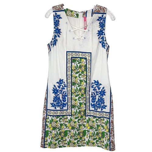 Robe Tracy Reese Taille 6 Petite - Imprimé Floral Bleu, Manches Courtes - Occasion Très Bon état