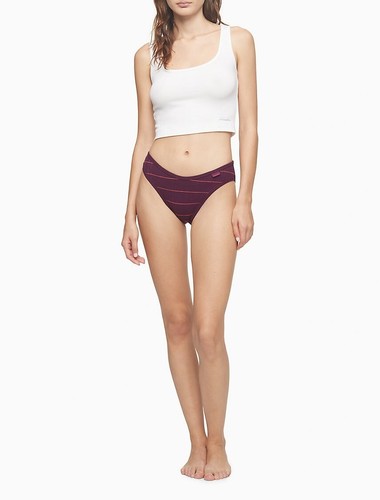 Bikini donna Calvin Klein (PICCOLO) A COSTINE UVA GLIMMER QD3885-500 nuovo con etichette - Foto 2 di 4