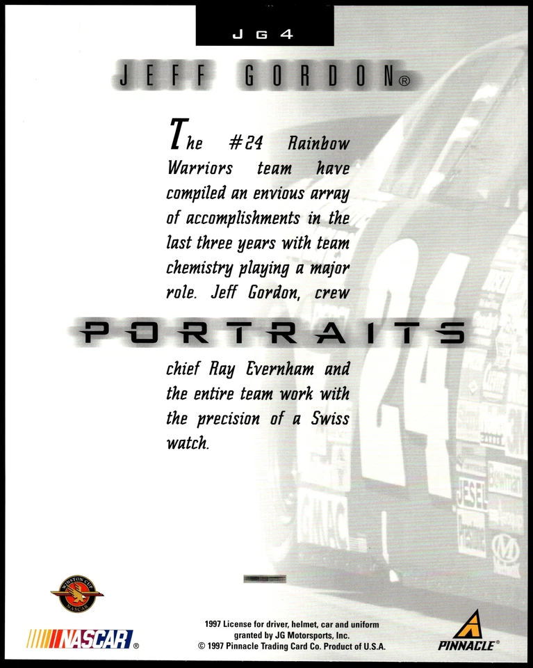 1997 Pinnacle Portraits Oversized 8x10 Jeff Gordon Pit Action Hendrick - Image 2 of 2