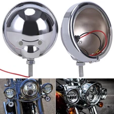Chrome 4.5" Spot Passing Fog Lights Lamps Housing Bucket For Harley Touring Dyna