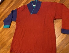 Vintage Venezia Acrylic Sweater Color block Knit Sweater 80s 90s Size XL