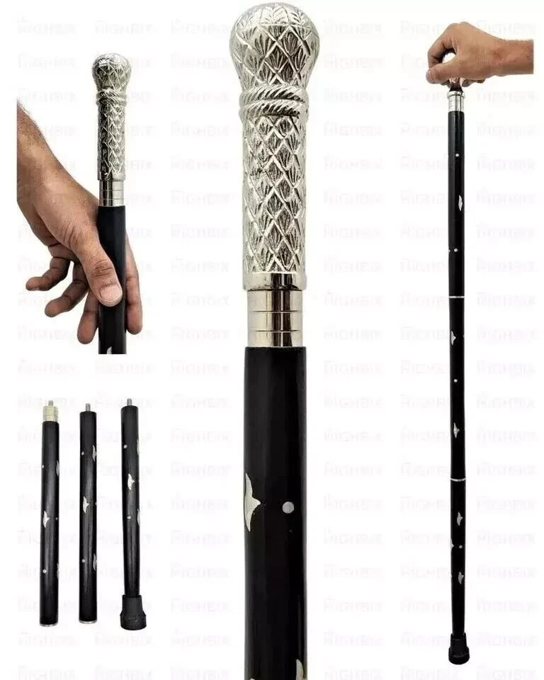 Cane Walking Stick Carved Wooden Handmade Long Round Knob Designer Head Handle - Picture 1 of 6