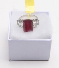 Sterling Red Ruby Ring Size 9 Made In India Unbranded