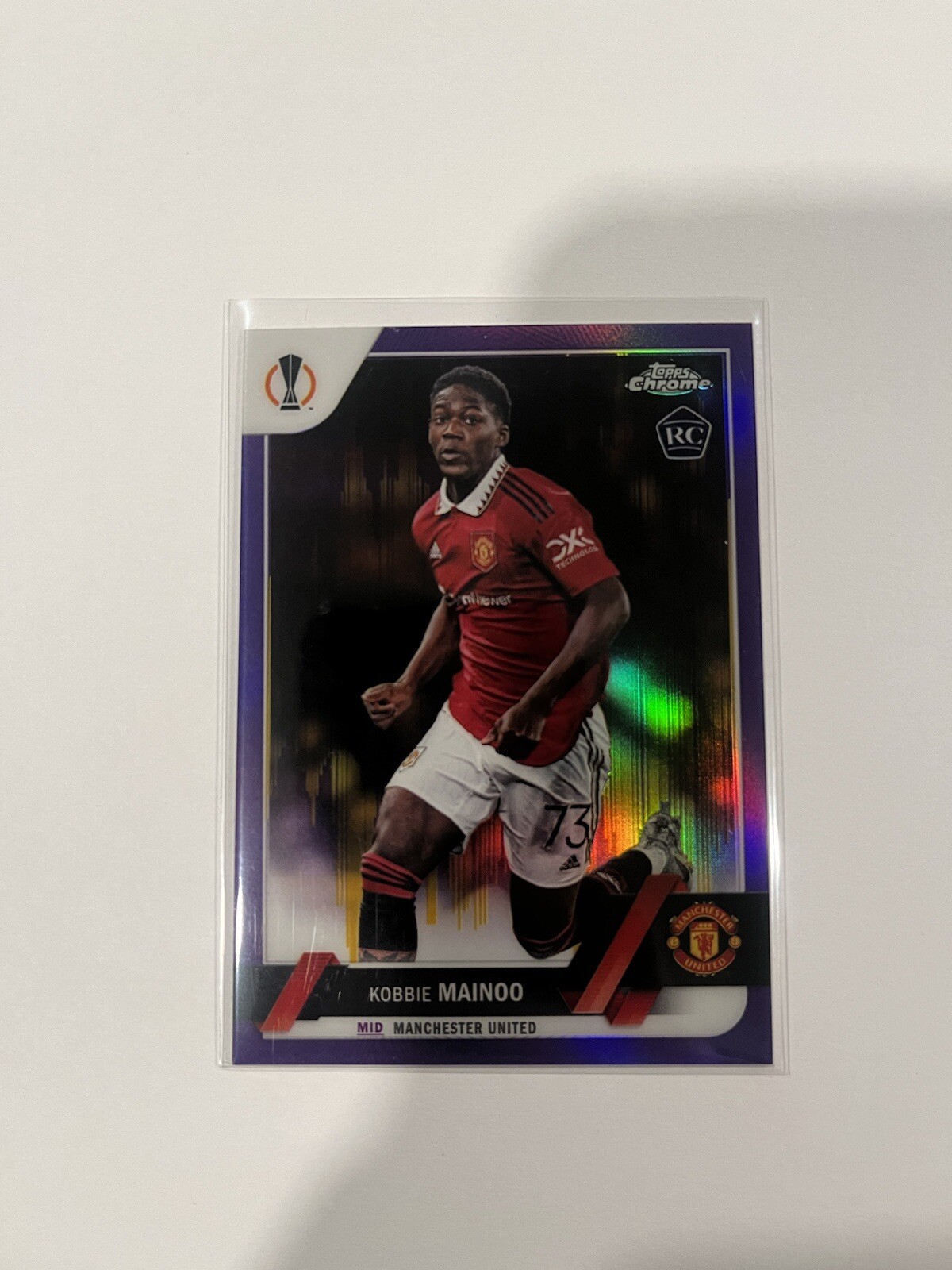 2022-23 Topps Chrome UEFA Kobbie Mainoo Purple Gold Seismic Rookie RC #118 SP