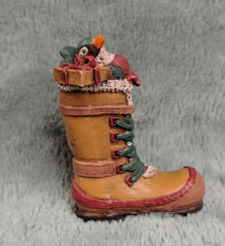 Boże Narodzenie Ornament Buty zimowe Nieoznakowane Świąteczne buty robocze z ptakiem i prezentem