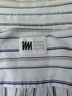 Issey Miyake IM design studio Japan pinstripe white pale blue
