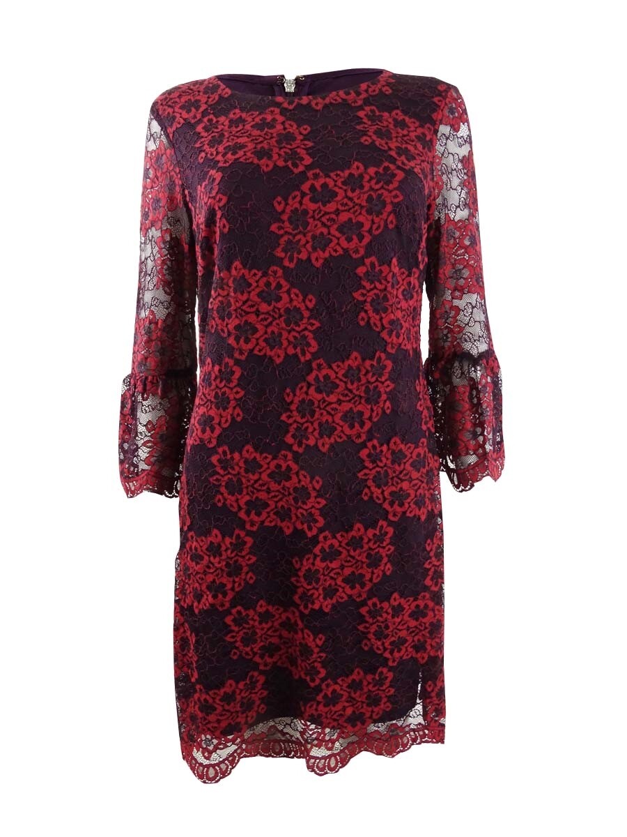 Tommy Hilfiger Women's Lace Bell-Sleeve A-Line Dress