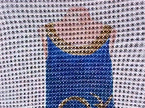 Vestido de baile Sharon G de lona puntada a mano pintado azul - Imagen 2 de 3
