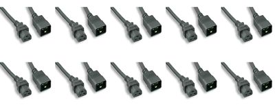 Heavy Duty 12 AWG C20-C21 Universal Jumper Power Cord Black 10ft 3 Meter 10 Pack