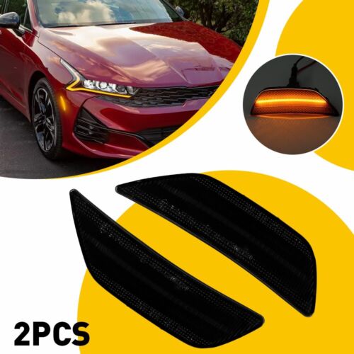 Smoked Lens Front Bumper Lamp LED Side Marker Light Lamp For 2021-2024 Kia K5 S - Picture 3 of 14