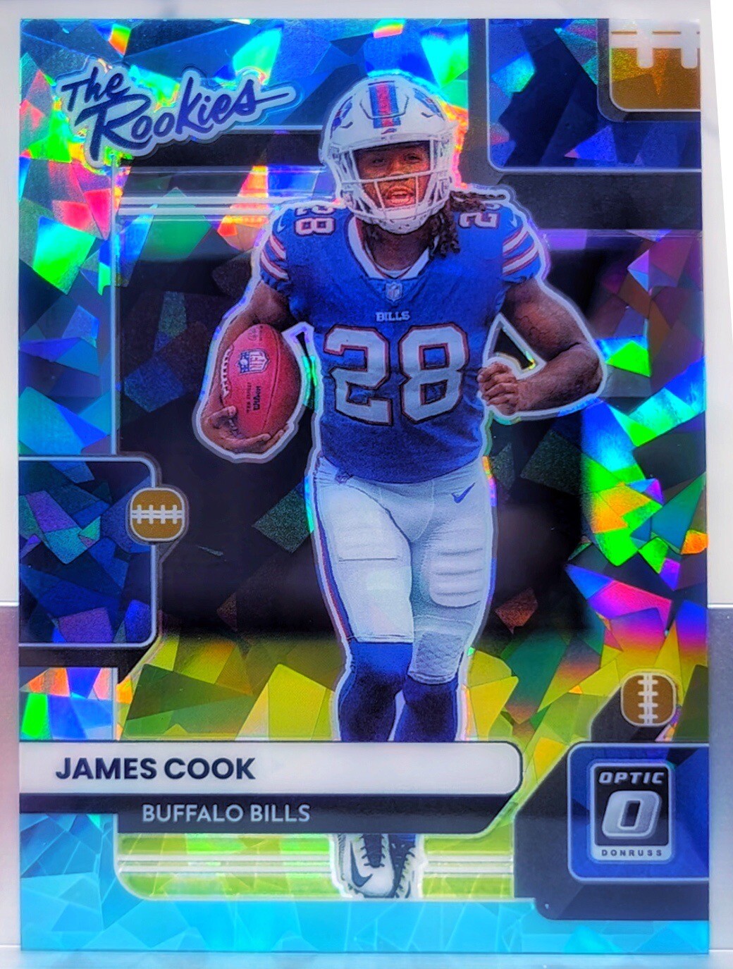 James Cook Bills RC 2022 Donruss Optic The Rookies Blue Cracked Ice Rare SSP /15