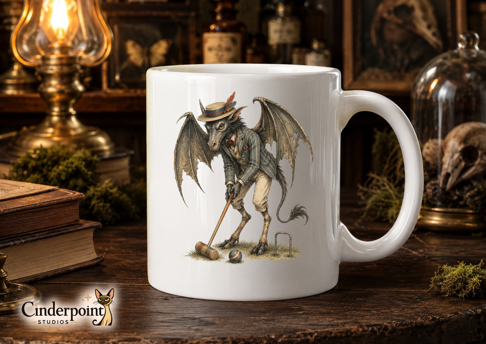 A Jersey Devil cryptid mug is perfect niche folklore fuel — oddity meets morning coffee ritual for the folklore-obsessed.