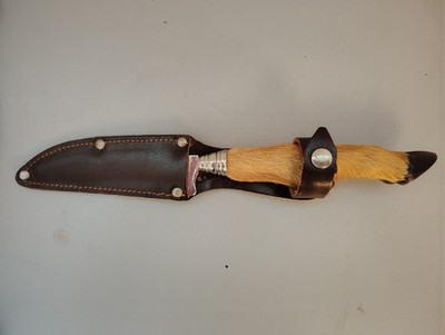Deer Foot Hoof Handle Knife Rostfrei with Leather Sheath