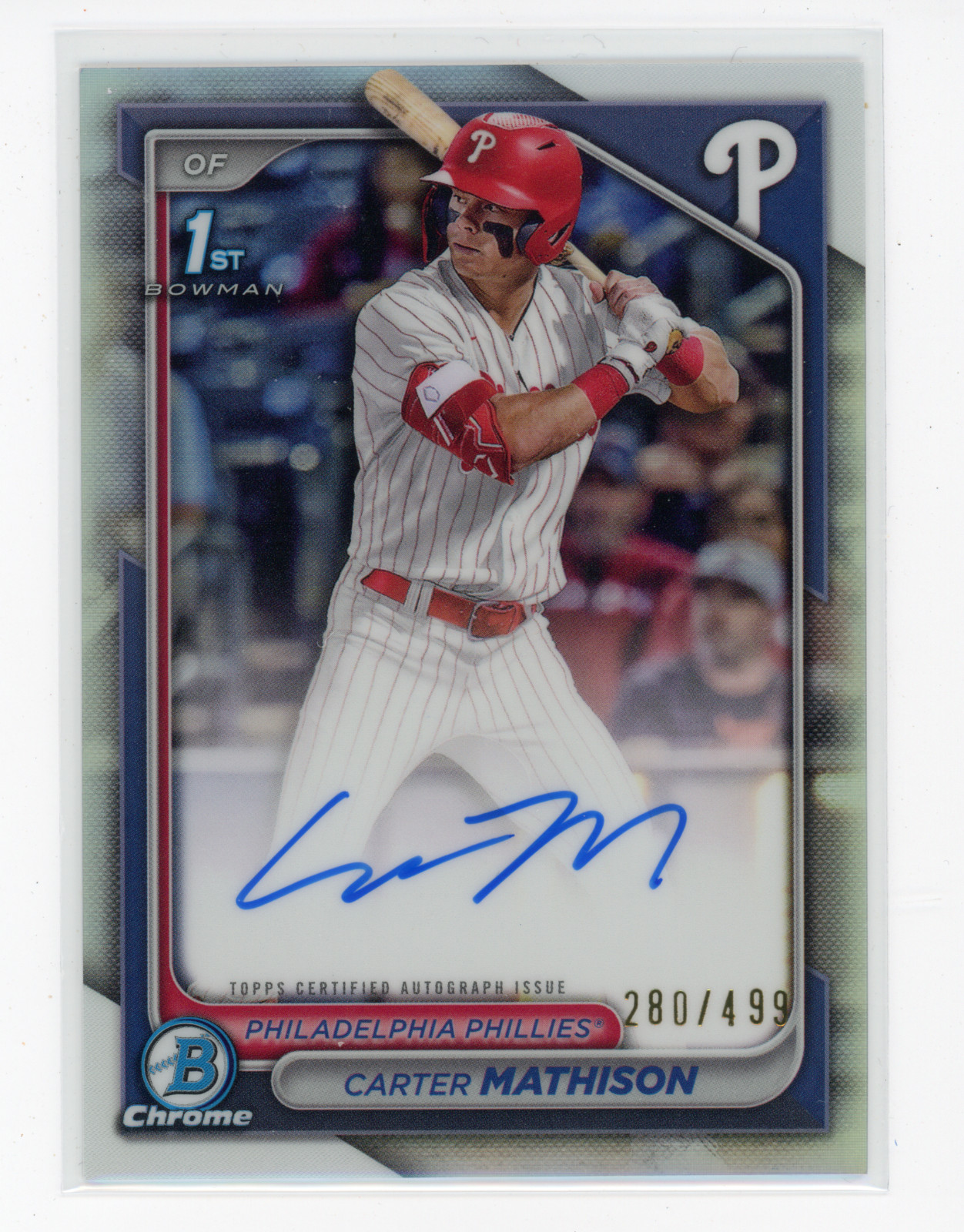 2024 Bowman Chrome Carter Mathison 1st Prospect Refractor AUTO #280/499 (JN)