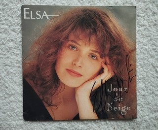 AUTOGRAPHE ORIGINAL DE ELSA LUNGHINI SUR POCHETTE DE DISQUE VINYLE (SANS DISQUE)