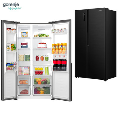 Gorenje Side by Side Kühlschrank Schwarz Edelstahl NoFrost Plus Standgerät XL