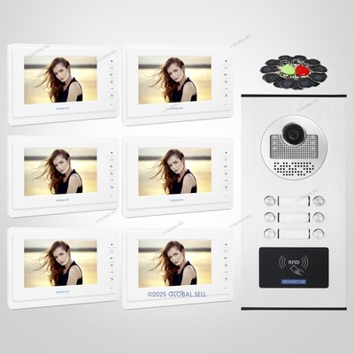 7'' TFT Video Door Entry Intercom Kit with One Button Unlock for House/Flat