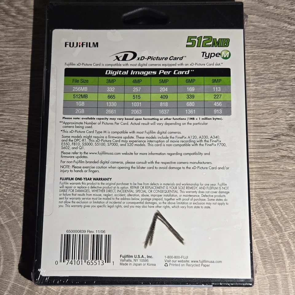 Fujifilm 512 MB Digital Camera xD Picture Memory Card (Type M) Brand New Sealed - Image 2 of 4