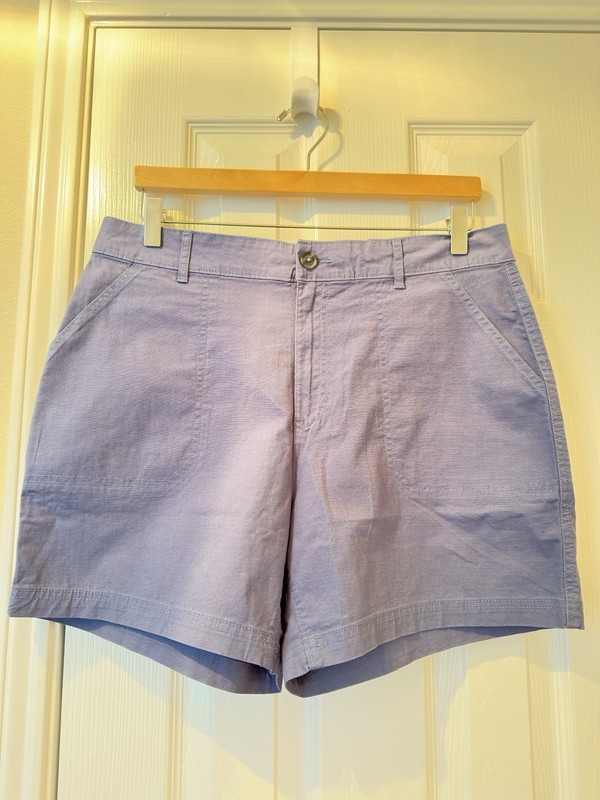 eddie bauer womens shorts size 12 blue rip stop inseam 5” cotton spandex new