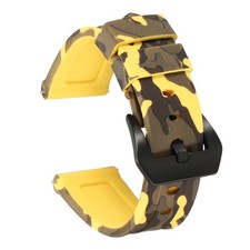 Silicone Watch Bands 22mm Soft Watch Band with Black Buckle, Camo Yellow