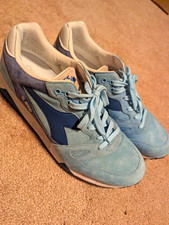 Diadora S8000 Blue Suede Low Top Lace Up Snea...