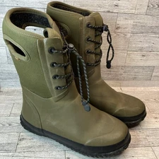 Bogs Amanda Lace Waterproof Boots Sz 7.5 Women Dark Green Winter Insulated