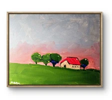 Original Art Farmland 14x11  Contemporary Impressionist Acrylic Painting