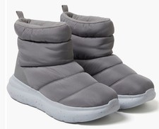 New Dearfoams Men's Texoma Gray Nylon Puffer Bootie Regnr8 Fleece Lined Size 12