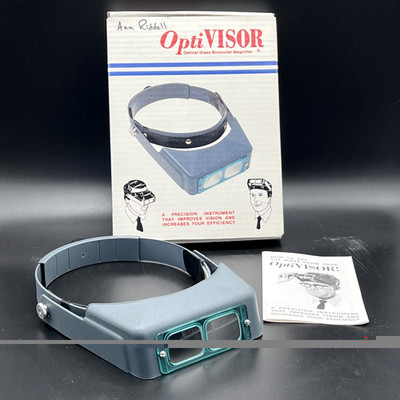 Vtg Donegan OptiVISOR Optical Glass Binocular Magnifier w Box & Manual DA-3 Blue