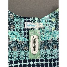 National Blue Teal Tile Print Short Sleeve Nightgown Lounger 2X New With Tags