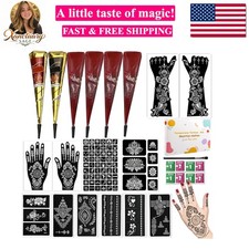 12 Sheets Temporary Tattoo Stencils Kit-Large 78 Pcs Tattoo Patterns-6 Pcs Br...