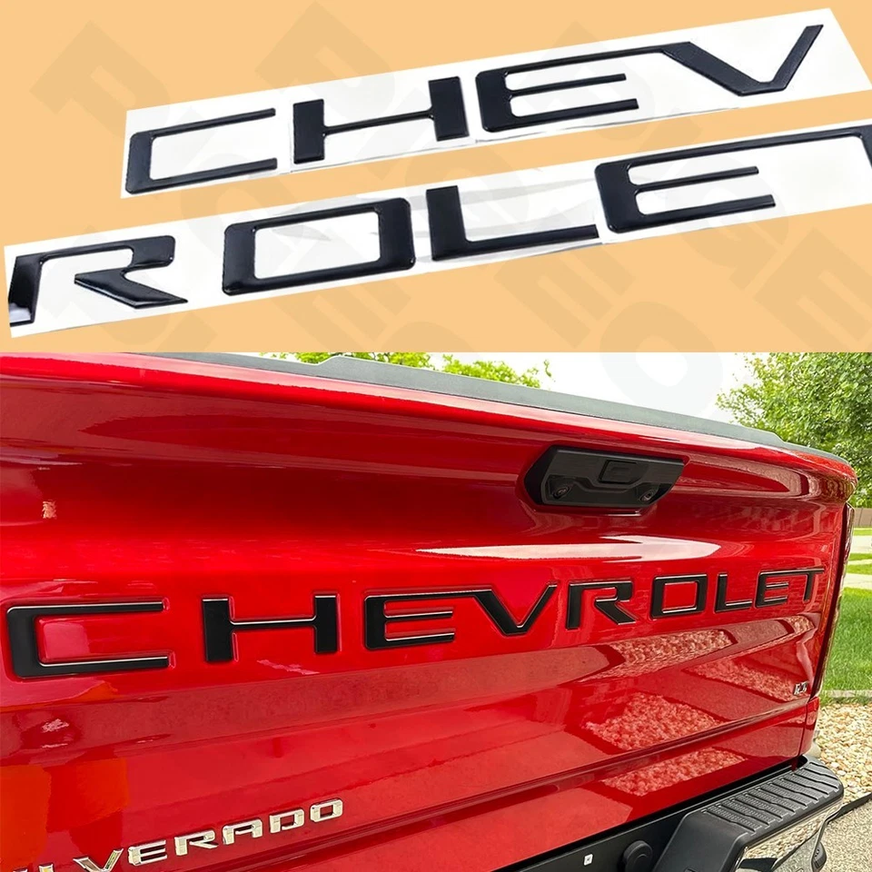 Gloss Black Tailgate Raised Letter Emblem For Chevrolet Silverado 1500 2019-2025 - Изображение 2 из 4