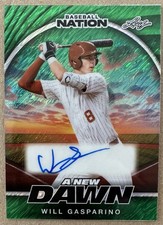 2025 Leaf Baseball Nation Will Gasparino Auto A New Dawn #4/5 Green Shimmer