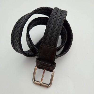 Canali Woven Belt Dark Brown/Black Braided Leather Made in Italy Mens 95 38