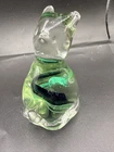 Vintage Murano Venezia Hand Blown Art Glass Cat Figurine - 5" - Cobalt Blue