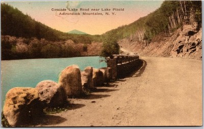 Hand Colored Albertype Cascade Lake Road near Lake Placid Adirondacks