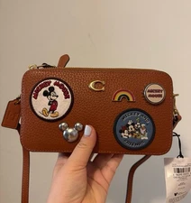 NWT Coach Disney X Coach Kira Crossbody Bag In Regenerative Leather With Patches