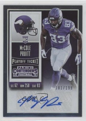 2015 Panini Contenders Playoff Ticket /199 MyCole Pruitt #141 Rookie Auto RC 0a3