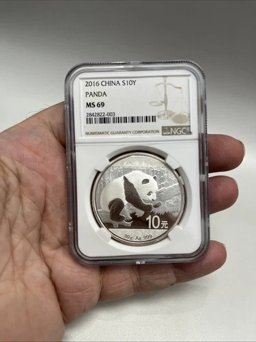 CHINA 2016 PANDA SILVER NGC MS 69 10 YUAN