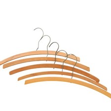 5 Vintage Stained Wood 1950s Antique Clothes Hangers 16" Metal Hook