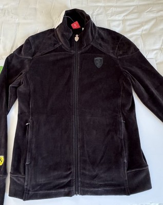 Puma Scuderia Ferrari F1 Velour Jacket Womens Size M Medium Black  Velvet NWT